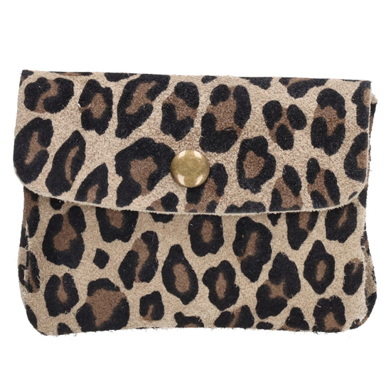Lederbörse Mini 11x7,5cm in Leoparden-Optik mit Druckknopf - leder-accessoires.com