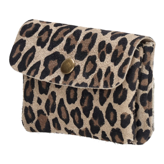 Lederbörse Mini 11x7,5cm in Leoparden-Optik mit Druckknopf - leder-accessoires.com