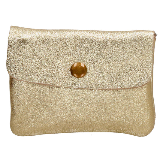 Lederbörse Mini 11x7,5cm in Gold-Metallic mit Druckknopf