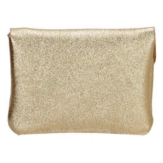 Lederbörse Mini 11x7,5cm in Gold-Metallic mit Druckknopf