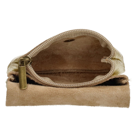 Lederbörse Mini 11x7,5cm in Gold-Metallic mit Druckknopf - leder-accessoires.com