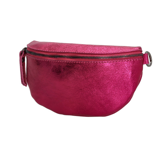 Bodybag 23x13cm in Fuchsia-Metallic mit Reißverschluss