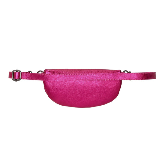 Bodybag 23x13cm in Fuchsia-Metallic mit Reißverschluss - leder-accessoires.com