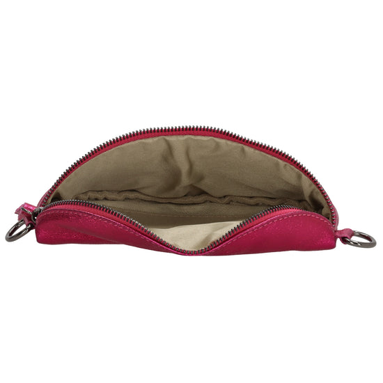 Bodybag 23x13cm in Fuchsia-Metallic mit Reißverschluss - leder-accessoires.com