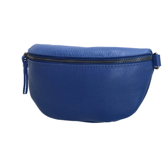 Bodybag 23x13cm in Kobaltblau mit Reißverschluss - leder-accessoires.com