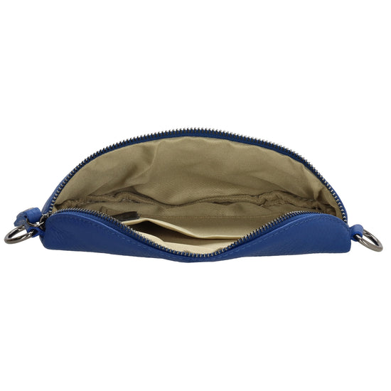 Bodybag 23x13cm in Kobaltblau mit Reißverschluss - leder-accessoires.com