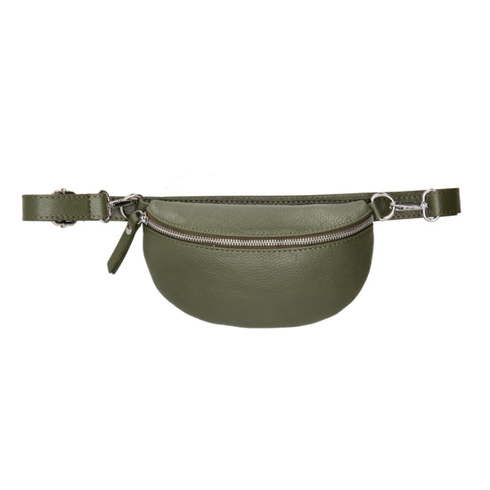 Bodybag 23x13cm in Olivgrün mit Reißverschluss - leder-accessoires.com