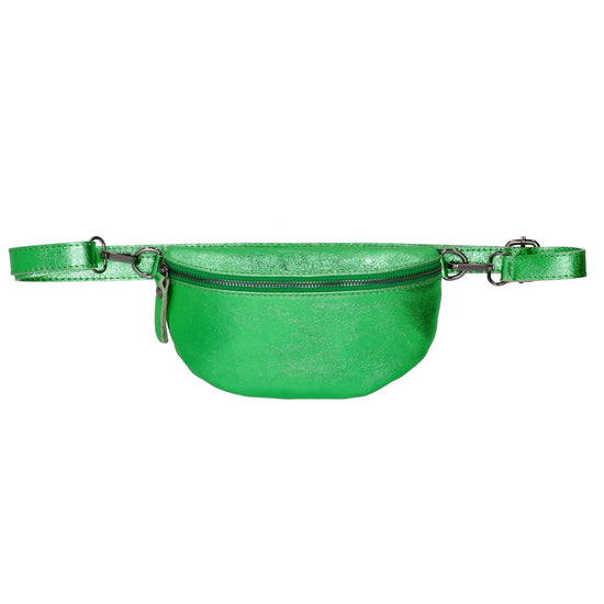 Bodybag 23x13cm in Grün-Metallic mit Reißverschluss - leder-accessoires.com