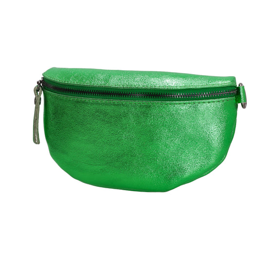Bodybag 23x13cm in Grün-Metallic mit Reißverschluss