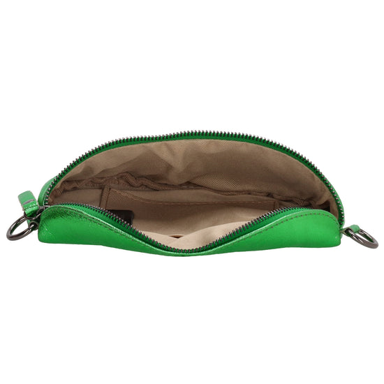 Bodybag 23x13cm in Grün-Metallic mit Reißverschluss - leder-accessoires.com