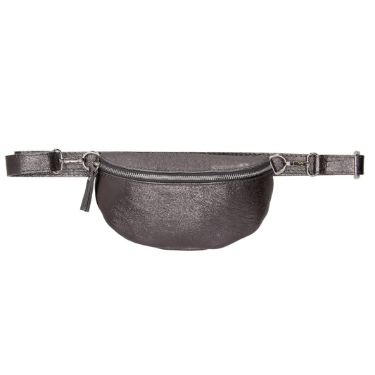 Bodybag 23x13cm in Dunkelsilber-Metallic mit Reißverschluss