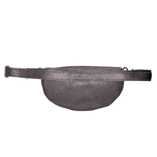 Bodybag 23x13cm in Dunkelsilber-Metallic mit Reißverschluss - leder-accessoires.com