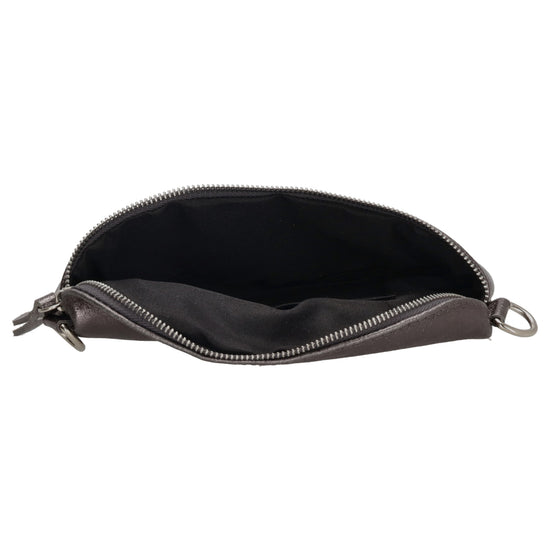 Bodybag 23x13cm in Dunkelsilber-Metallic mit Reißverschluss - leder-accessoires.com