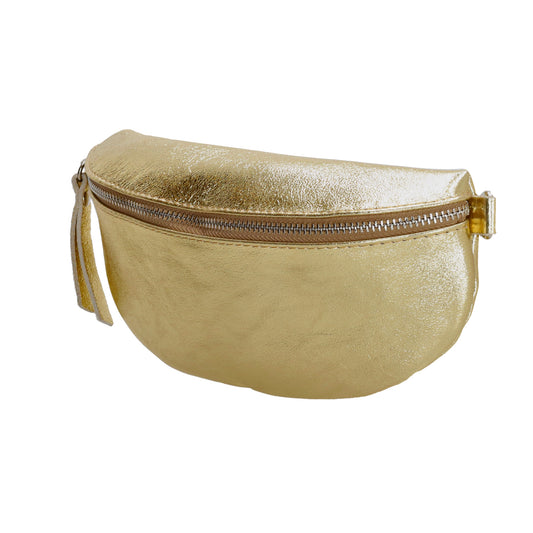 Bodybag 23x13cm in Gold-Metallic mit Reißverschluss