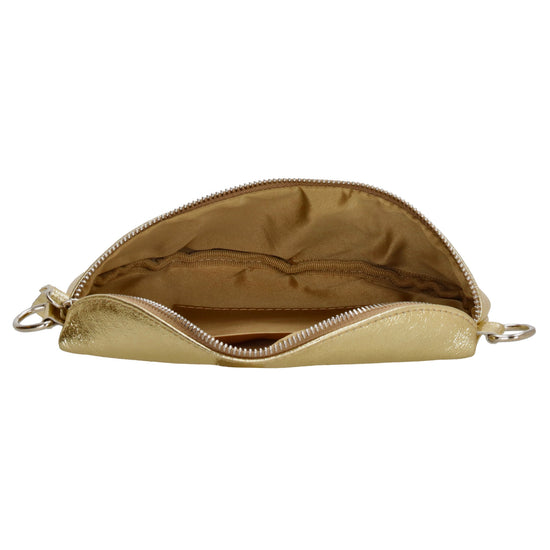 Bodybag 23x13cm in Gold-Metallic mit Reißverschluss - leder-accessoires.com