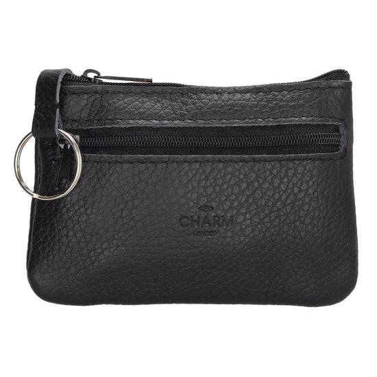 Schlüsseletui 13,5x9cm in Schwarz aus Leder mit Reißverschluss - leder-accessoires.com