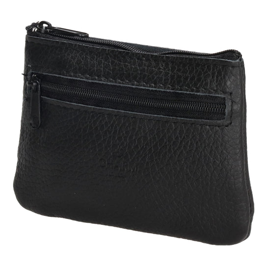 Schlüsseletui 13,5x9cm in Schwarz aus Leder mit Reißverschluss - leder-accessoires.com