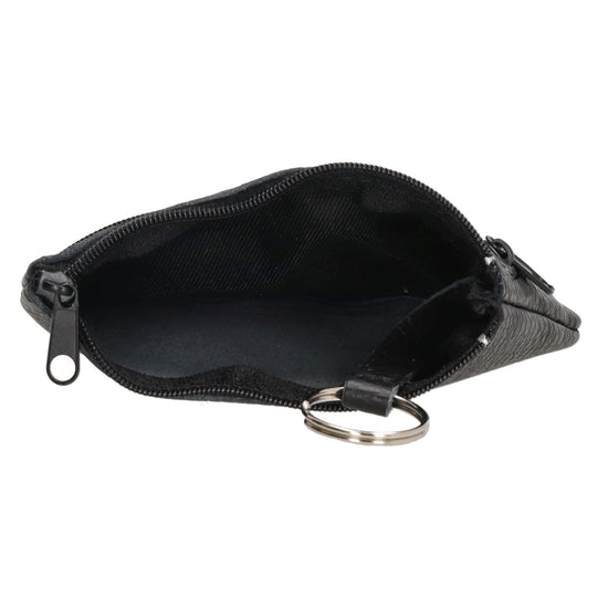 Schlüsseletui 13,5x9cm in Schwarz aus Leder mit Reißverschluss - leder-accessoires.com