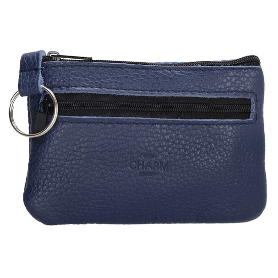 Schlüsseletui 13,5x9cm in Blau aus Leder mit Reißverschluss - leder-accessoires.com