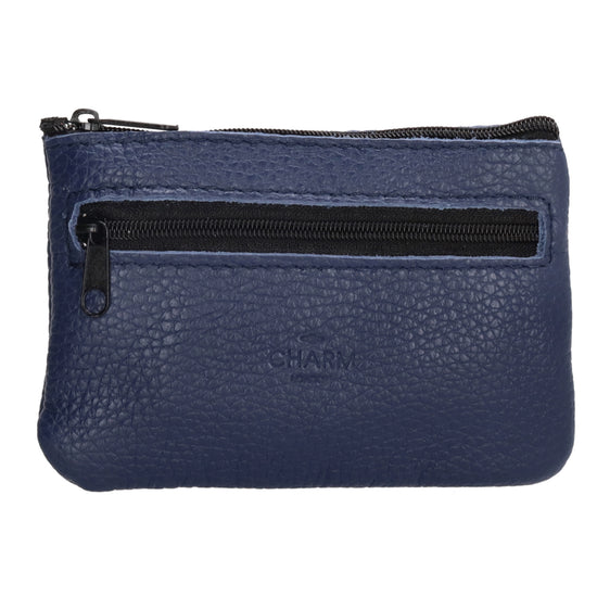 Schlüsseletui 13,5x9cm in Blau aus Leder mit Reißverschluss - leder-accessoires.com