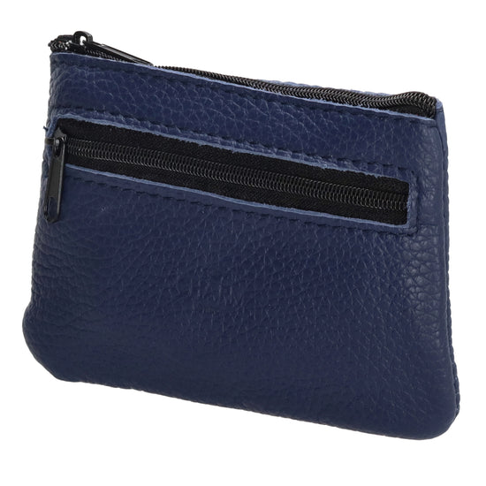 Schlüsseletui 13,5x9cm in Blau aus Leder mit Reißverschluss - leder-accessoires.com