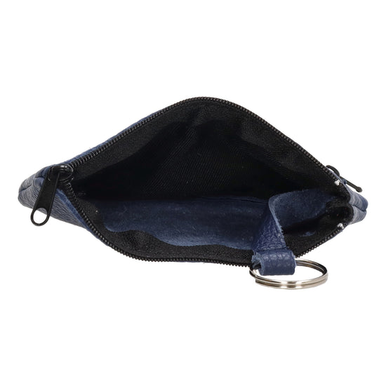 Schlüsseletui 13,5x9cm in Blau aus Leder mit Reißverschluss - leder-accessoires.com