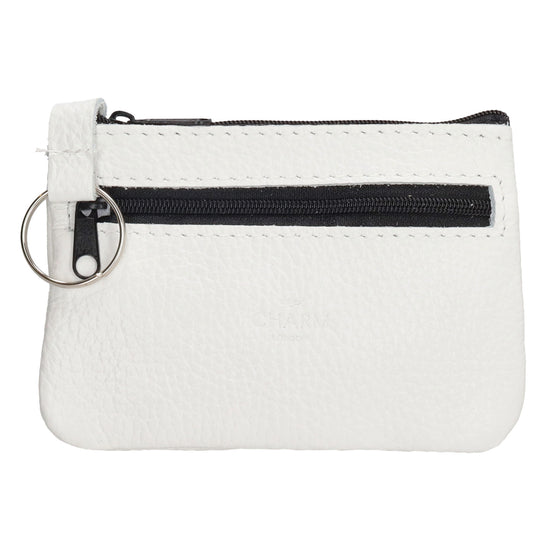 Schlüsseletui 13,5x9cm in Weiß aus Leder mit Reißverschluss - leder-accessoires.com