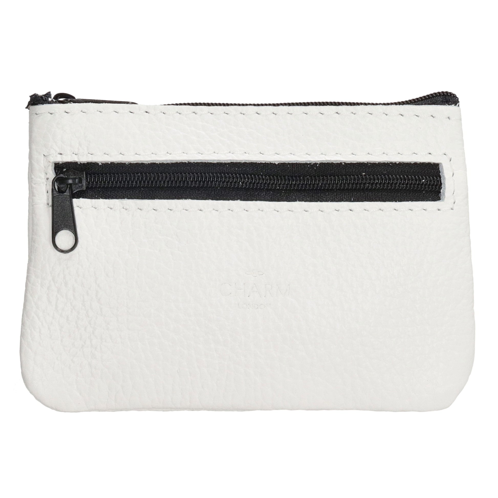 Schlüsseletui 13,5x9cm in Weiß aus Leder mit Reißverschluss - leder-accessoires.com