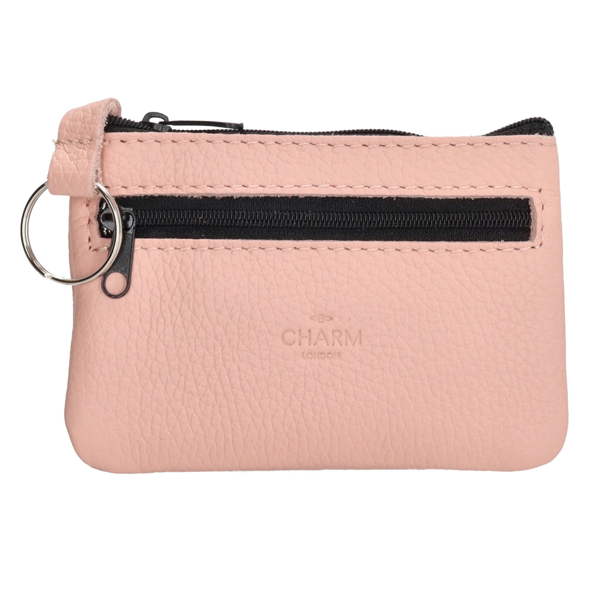 Schlüsseletui 13,5x9cm in Rosa aus Leder mit Reißverschluss - leder-accessoires.com