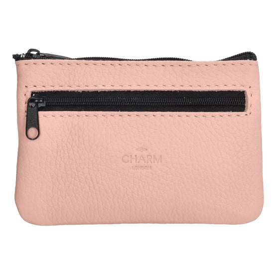 Schlüsseletui 13,5x9cm in Rosa aus Leder mit Reißverschluss - leder-accessoires.com