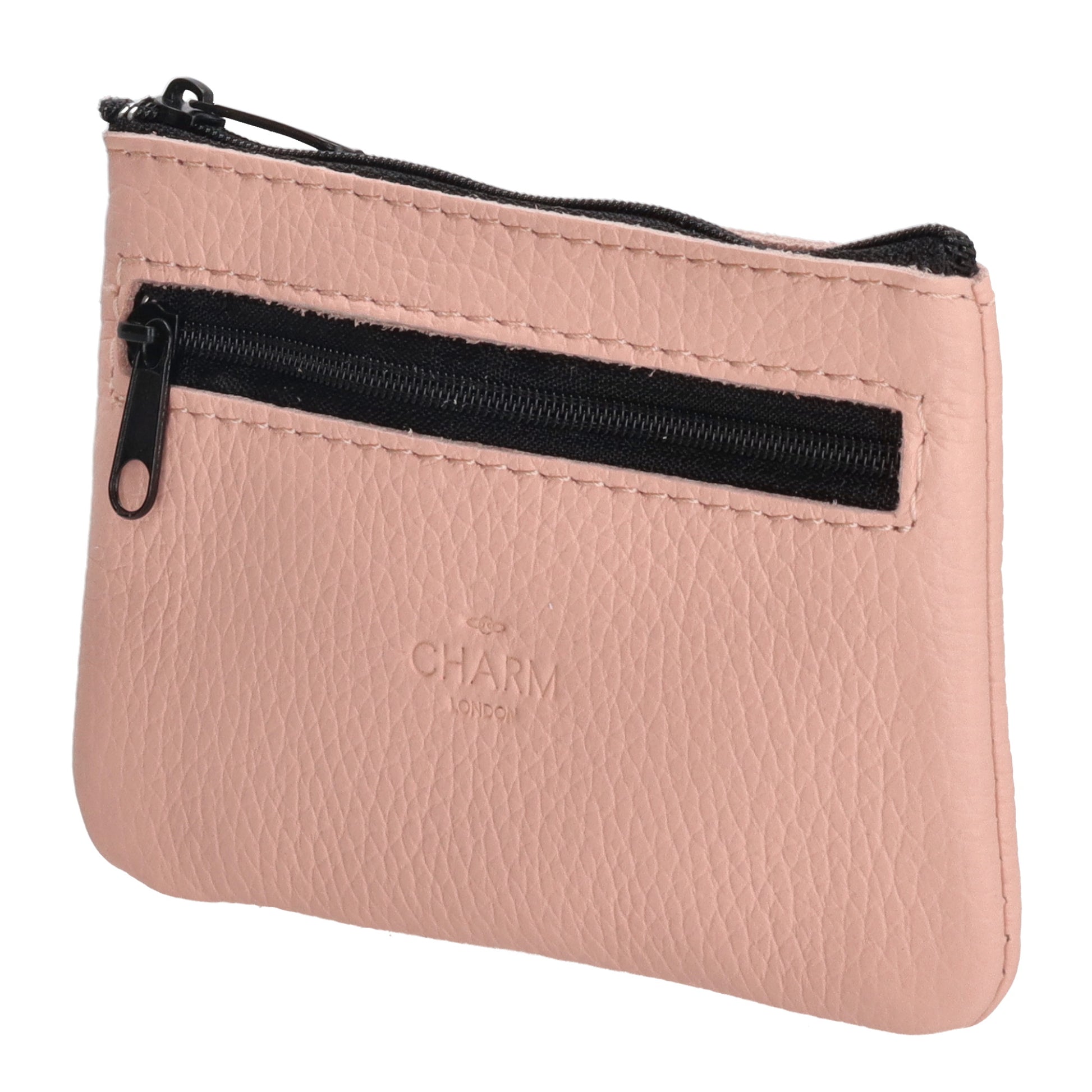 Schlüsseletui 13,5x9cm in Rosa aus Leder mit Reißverschluss - leder-accessoires.com