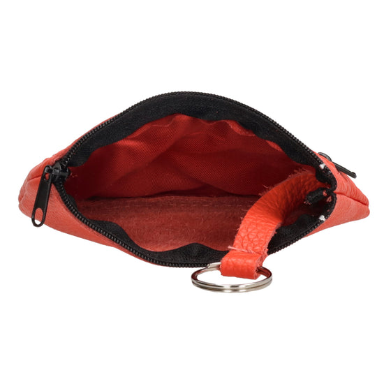 Schlüsseletui 13,5x9cm in Rot aus Leder mit Reißverschluss - leder-accessoires.com