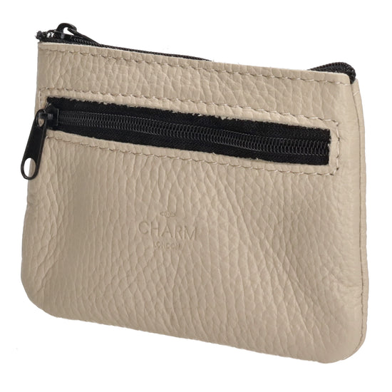 Schlüsseletui 13,5x9cm in Grau aus Leder mit Reißverschluss - leder-accessoires.com