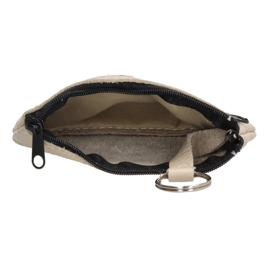 Schlüsseletui 13,5x9cm in Grau aus Leder mit Reißverschluss - leder-accessoires.com