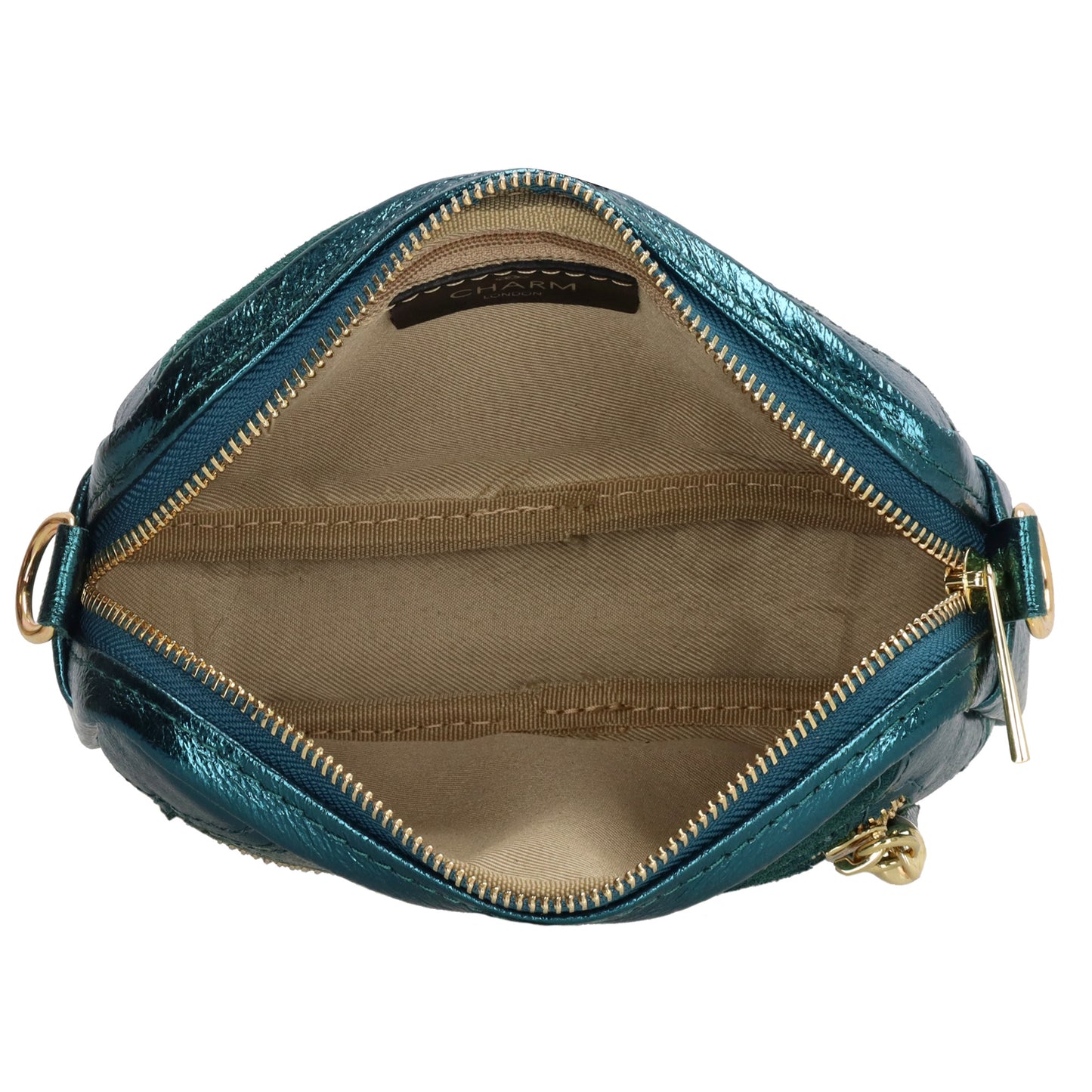 Umhängetasche 20x13cm in Metallic Petrol aus Leder – leder 