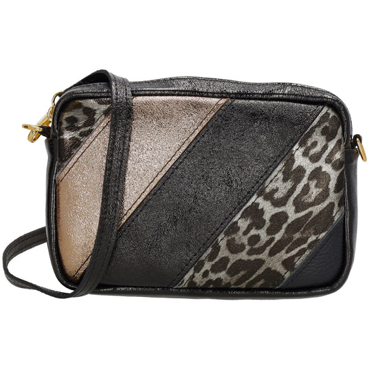 Umhängetasche 20x13cm in Metallic Bronze aus Leder - leder-accessoires.com