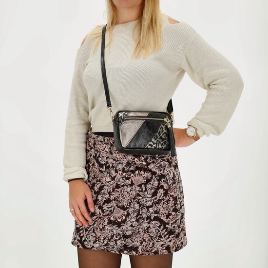 Umhängetasche 20x13cm in Metallic Bronze aus Leder - leder-accessoires.com