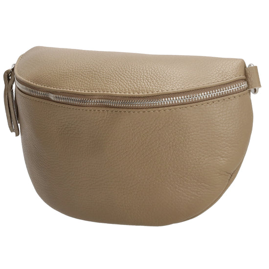 Bodybag 27x17cm in Taupe mit Reißverschluss - leder-accessoires.com