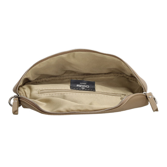 Bodybag 27x17cm in Taupe mit Reißverschluss - leder-accessoires.com