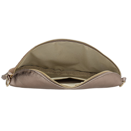 Bodybag|Gürteltasche 30x20cm in Taupe aus Leder und Kord - leder-accessoires.com