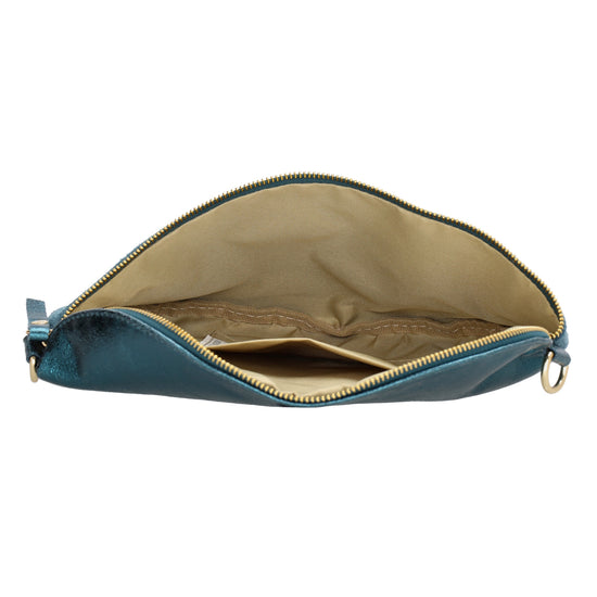 Bodybag|Gürteltasche 30x20cm in Jeansblau|Petrol aus Leder und Kord - leder-accessoires.com