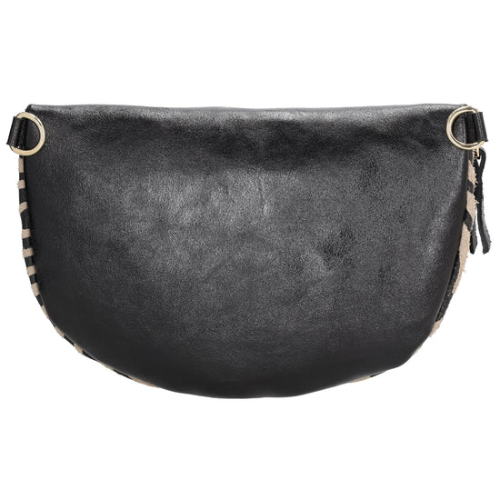 Bodybag|Gürteltasche 30x20cm in Zebra Schwarz aus Leder - leder-accessoires.com
