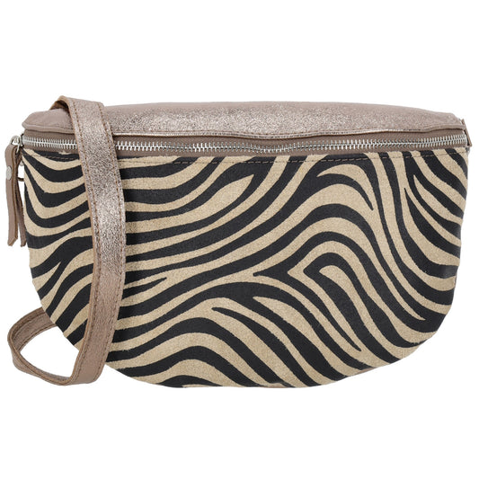 Bodybag|Gürteltasche 30x20cm in Zebra Bronze aus Leder