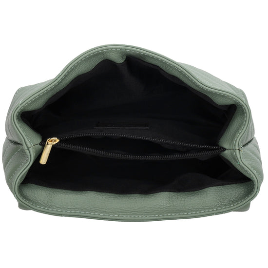 Schultertasche 25x15cm in Mint mit gestepptem Leder und Kettenriemen Gold - leder-accessoires.com