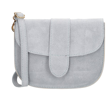Sattel-| Schultertasche 21 x 16cm in Hellblau aus Leder mit Überschlag
