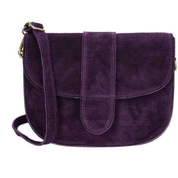 Sattel-| Schultertasche 21 x 16cm in Bordeaux aus Leder mit Überschlag