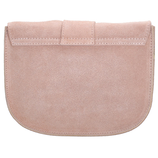 Sattel-| Schultertasche 21 x 16cm in Altrosa aus Leder mit Überschlag