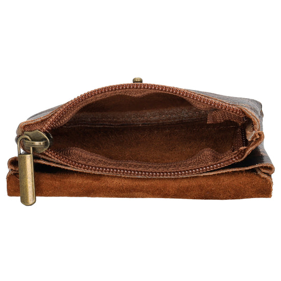 Lederbörse Mini 11x7,5cm Gold |Schwarz-Metallic mit Leo-Optik - leder-accessoires.com