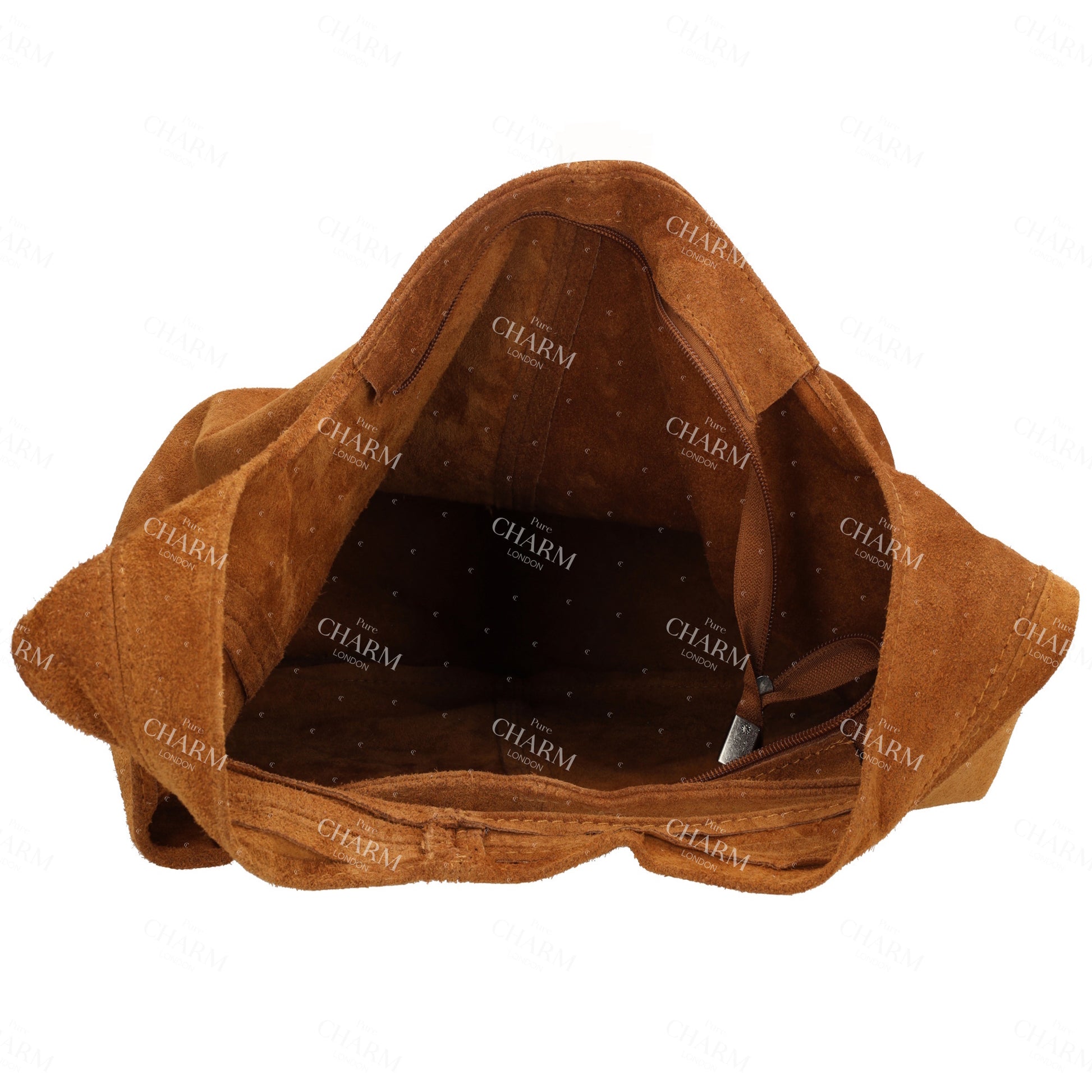 Umhängetasche 36,5x30cm in Cognac mit Reißverschluss - leder-accessoires.com