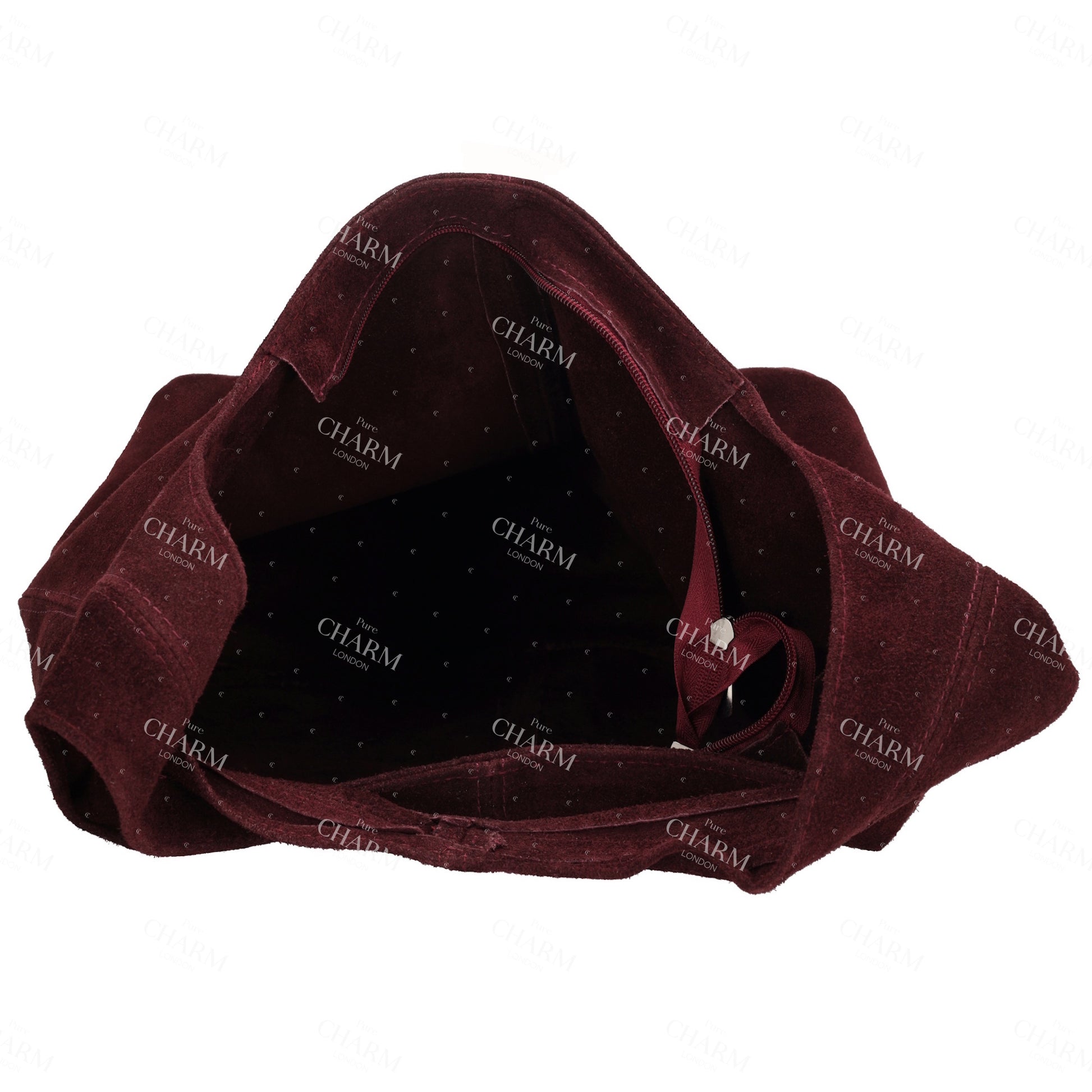 Umhängetasche 36,5x30cm in Burgunder | Weinrot mit Reißverschluss - leder-accessoires.com